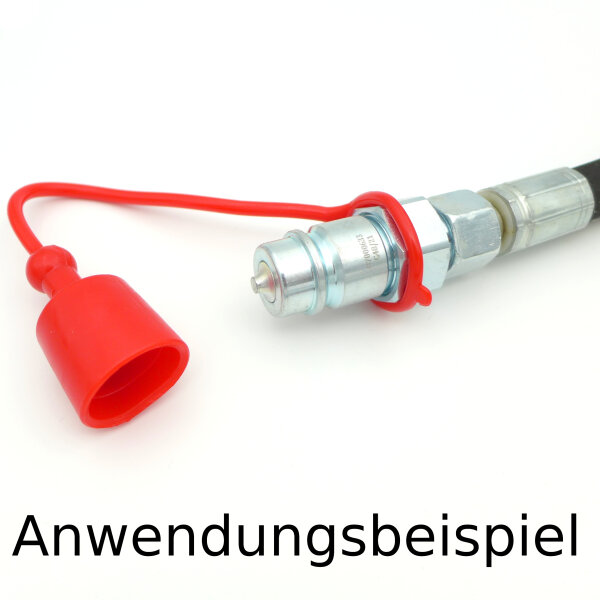 Hydraulik-Staubschutzstecker – 2 Sets Männlich/weiblich, PVC, ISO-A 7241 & 5675, Für Schnellkupplungen (rot/schwarz/gelb/blau)