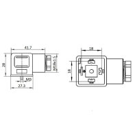 Würfelstecker mit LED 3 oder 4polig DIN43650/A