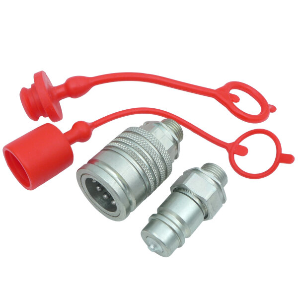 Hydraulik Kupplung BG3 Set 15L Stecker + Muffe + Schutzkappe Baugröße 3 SVK steck Rot