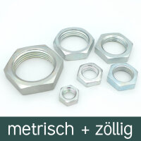 Sechskant Kontermutter Gegenmutter Rohrmutter Schott metrisch, zöllig Hydraulik